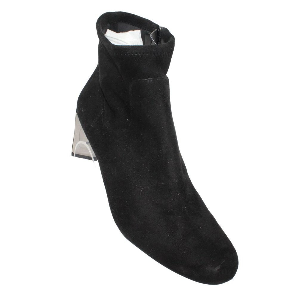 Nine West Size 7.5M Falup Black Suede Zippered Block Heel Ankle Bootie Boots